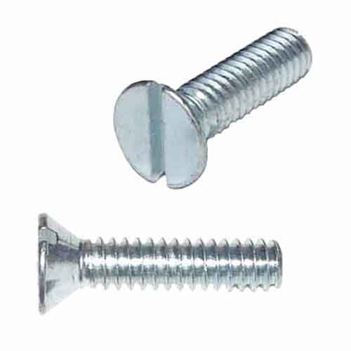 MFMS3510 M3-0.5 X 10 mm Flat Head, Slotted, Machine Screw, Coarse, Zinc